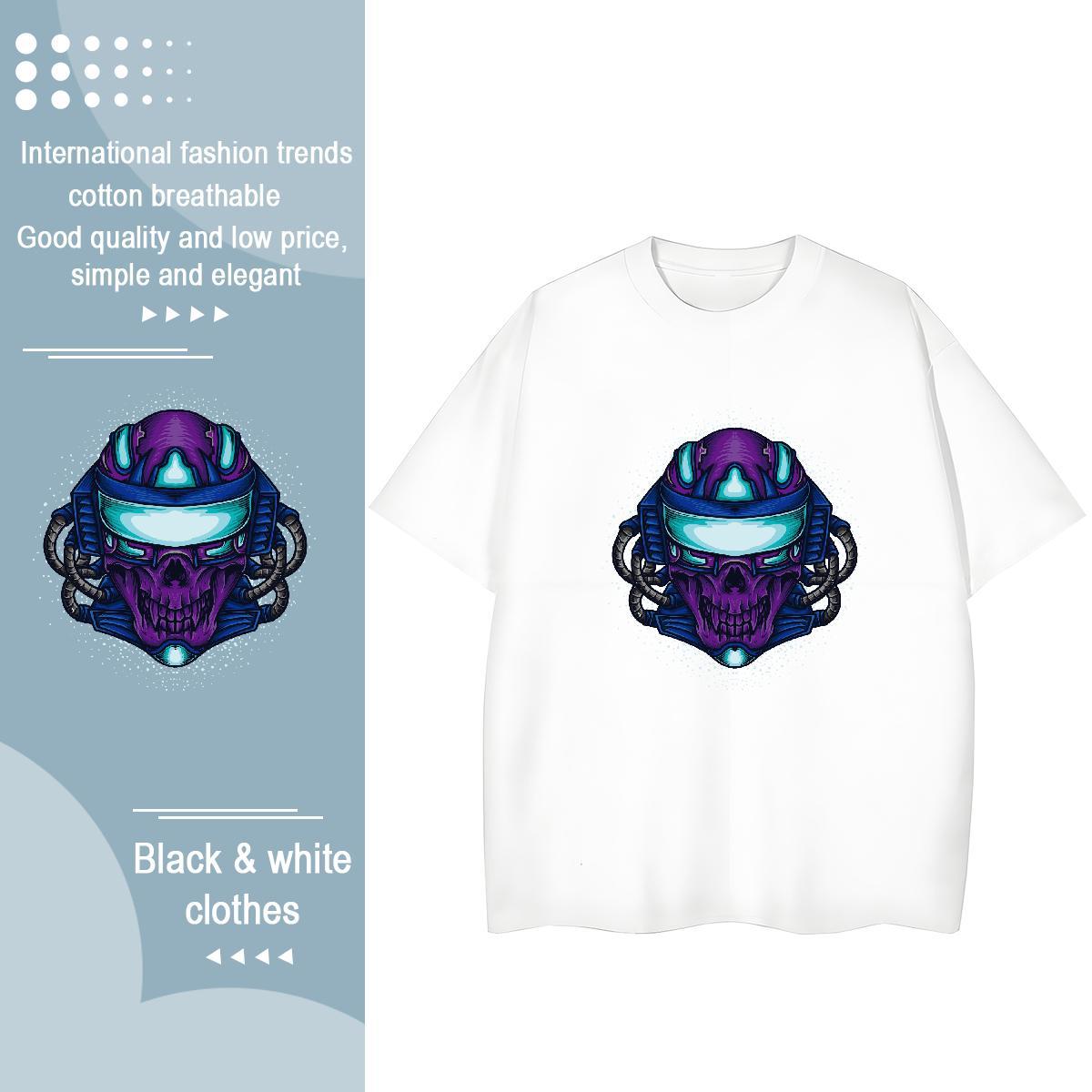 Designer Womens T Shirts 230g 100% Cotton Breathable Soft Summer Casual skull Lady T shirt Female DIY Printed Tees Shirts