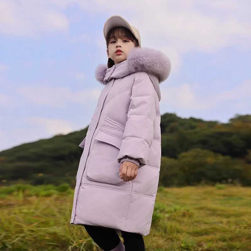 Down Coat 2024 Winter Warm Jacket Preschool Girls Clothing Girls Clothing Thickened Parka Hoodie Coat Childrens Snow Jacket H241010