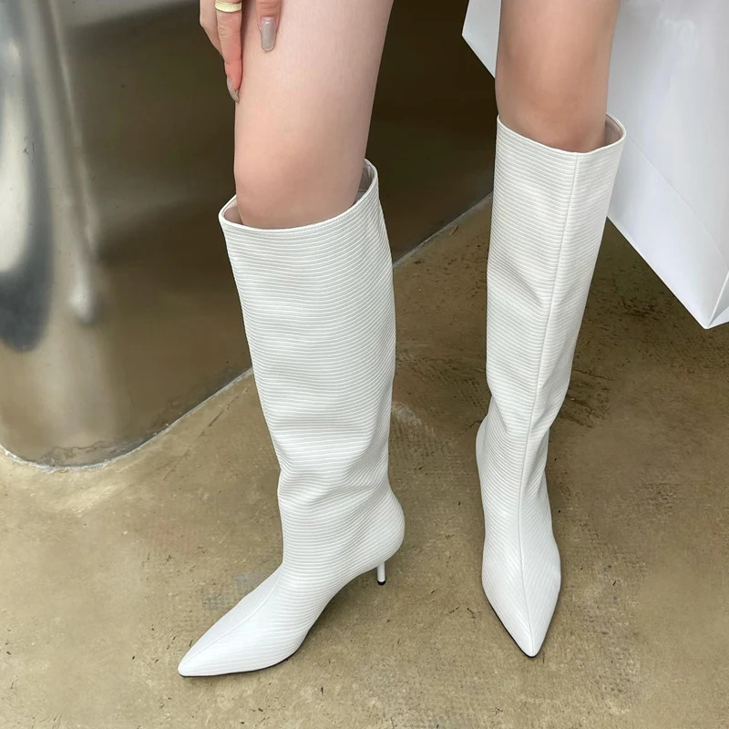 Eilyken n Pointed Toe Womens Knee High Boots Party Dress Street Boots Thin Boots 241007
