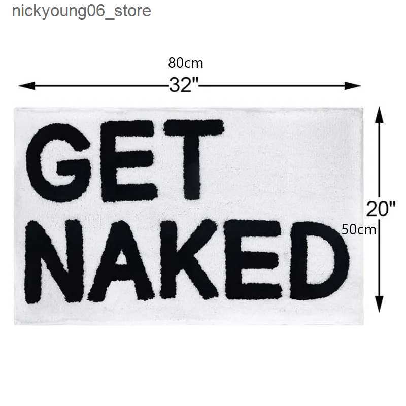 Non-Slip Bath Mats Inyahome Get Naked Bath Mat Bathroom Rugs for Bathtub Mat Cute Bath Rugs for Apartment Decor Tufted Gray and White Shower Mat L2409