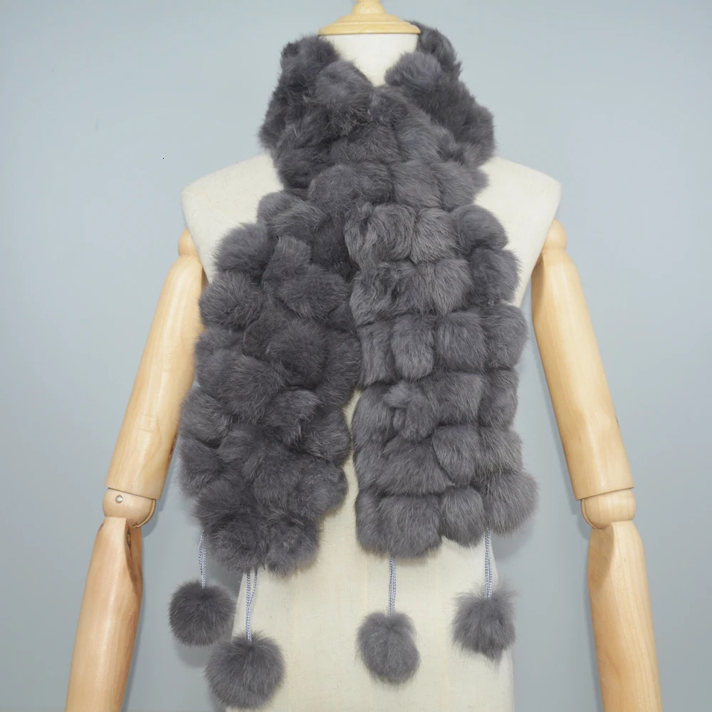 2024 Winter Women Genuine Fur Scarf Real Rex Rabbit fur Balls Scarves Russian Cute Female Fashion Warm Fur Scarf Colourful 241009