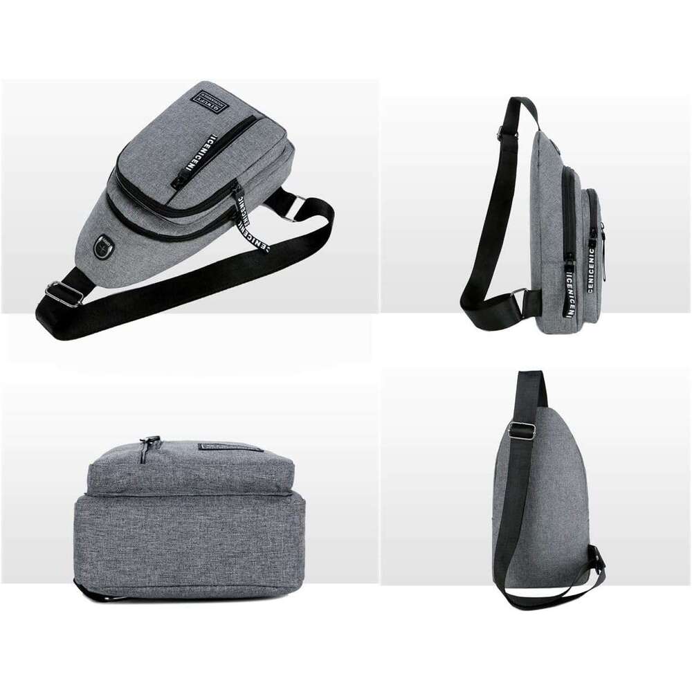 Small Sg Crossbody Chest Shoulder Water Resistant Travel Bag for Men Women With Earphone Hole (Blue)