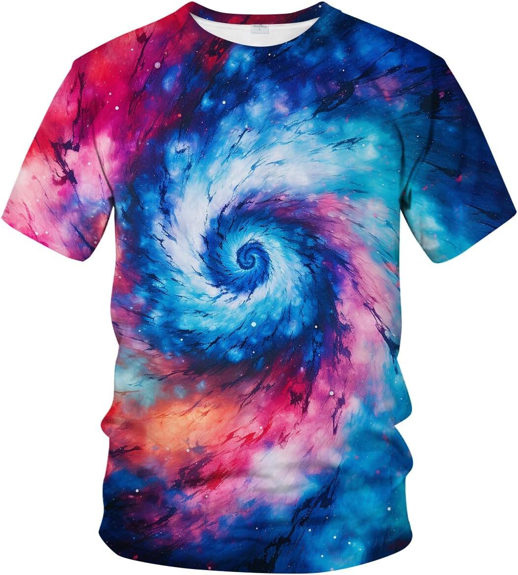 Mens T shirt Novelty Tie-Dye T Shirt Funny Psychedelic Graphic Tee graphic tee Casual tops summer clothes Short sleeve cool fashion