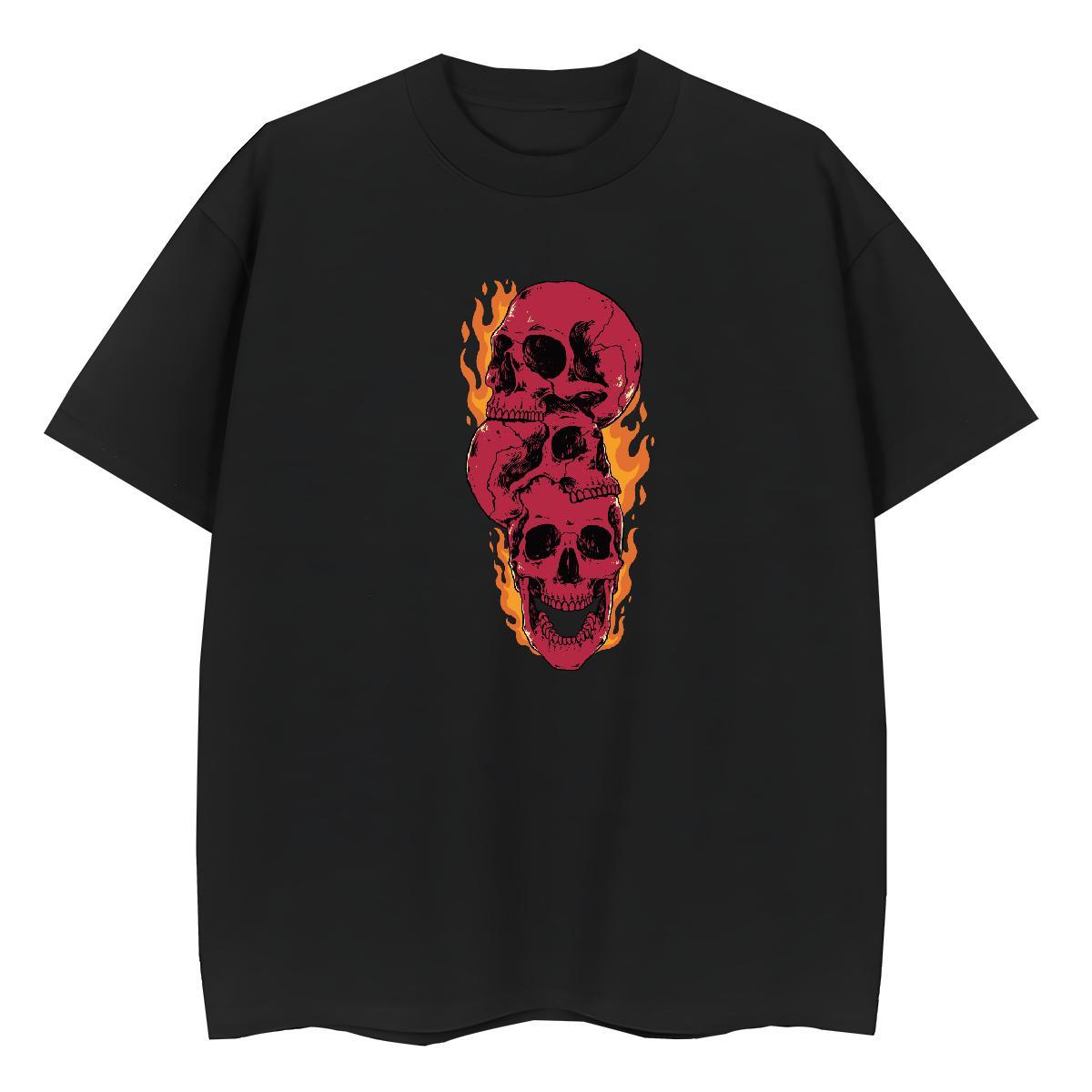 Classic Womens T Shirts 230g 100% Cotton O Neck Short Sleeves Home Outdoor skull Tshirt for Man Woman Lady Custom Print Oversized Tees