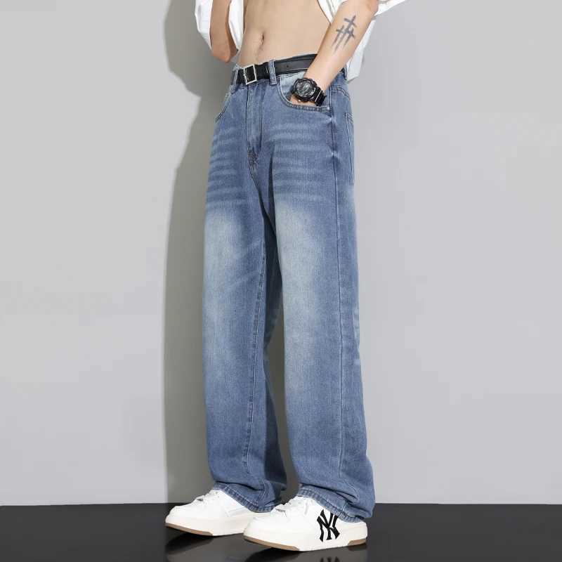 Mens jeans loose and casual fashionable and versatile American denim trendy brand denim pants handsome straight leg pantsX241009