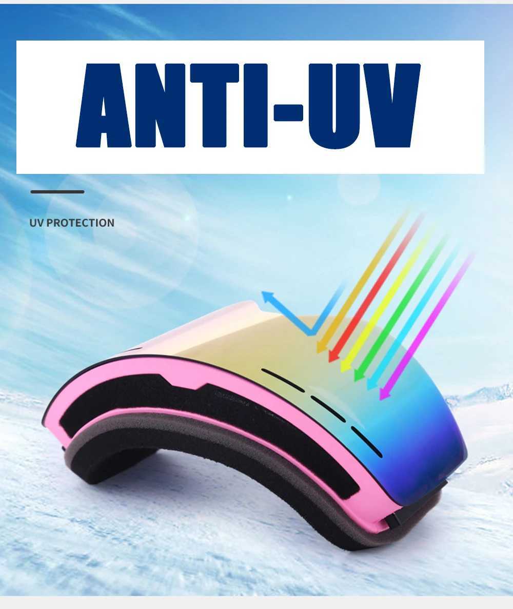 Ski goggles winter snow sports goggles with anti fog UV protection suitable for men women young people interchangeable lenses high-quality snow goggle