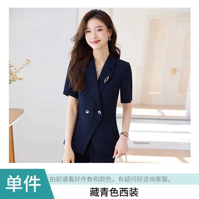 Summer short sleeved suit outerwear womens business suit womens thin hotel front desk work uniform elegant formal clothing management W241009