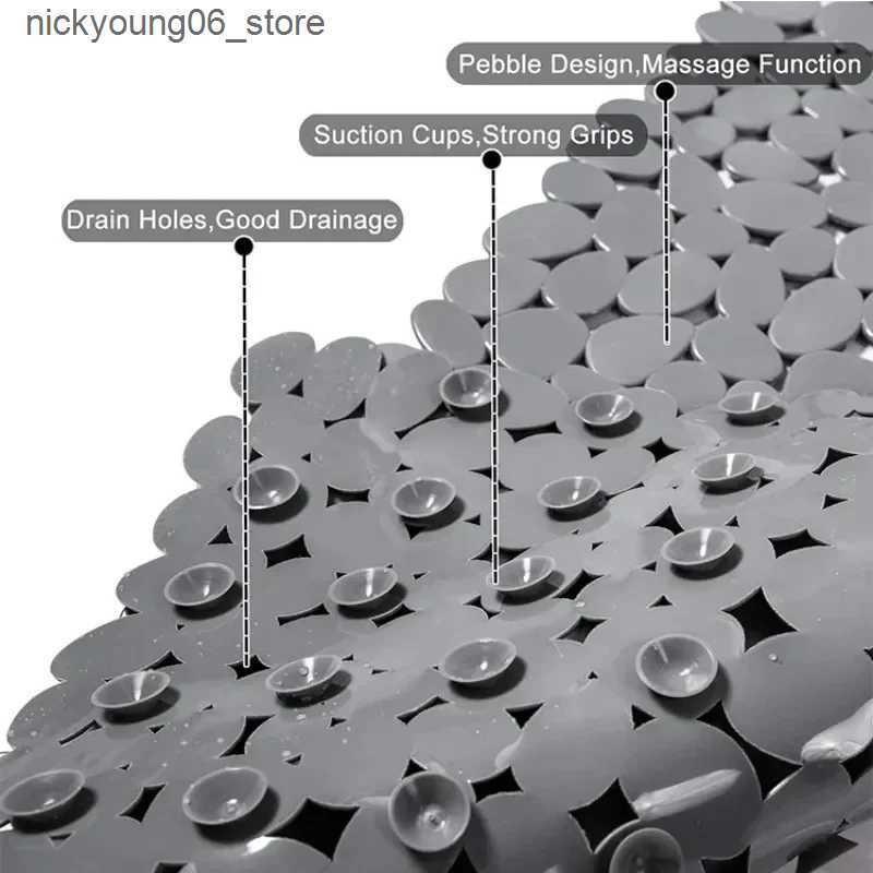 Non-Slip Bath Mats Non-Slip Bath Tub Shower Mats Pebble Shape Machine Washable Bathtub Mat with Drain Holes Suction Cups for Bathroom L240910 L0910