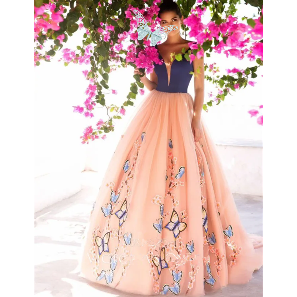 Illusion Scoop Neck Puffy Sleeves Prom Dresses Lace Appliques Floor Length Pageant Evening Gowns Robe De Femmes Formal Women Party Gown Plus Size 01