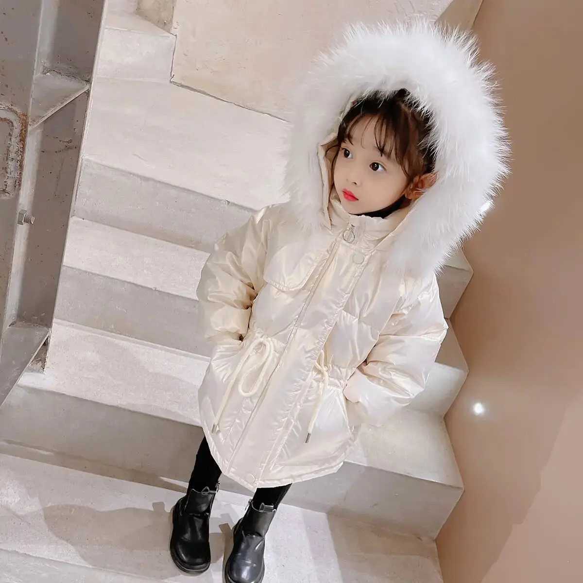 Down Coat New girl boy down jacket winter coat childrens clothing hooded windproof jacket 2-7 years cotton warm jacket H241010