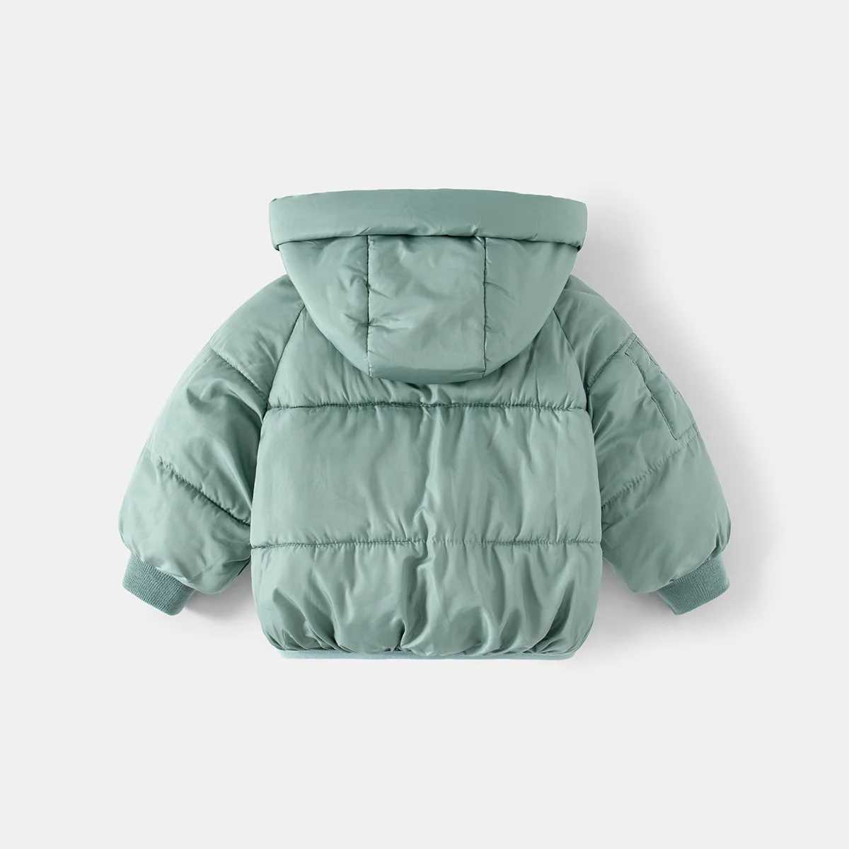 Down Coat Boys Fashion Solid Color Thick Zipper Hooded Parkas Jacket Winter Casual Quilted Warm Coat Fashion Top Suitable for 2-7 Years Old H241010
