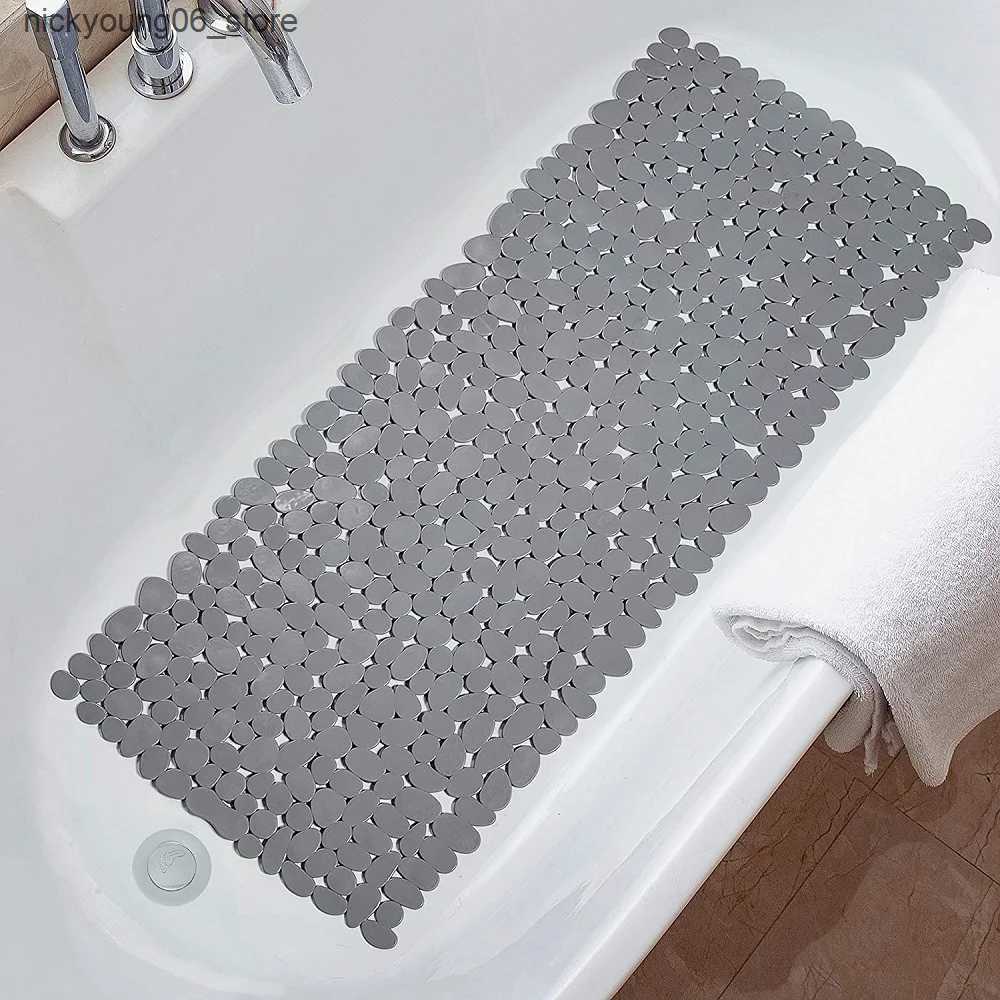 Non-Slip Bath Mats Non-Slip Bath Tub Shower Mats Pebble Shape Machine Washable Bathtub Mat With Drain Holes Suction Cups For Bathroom L240910