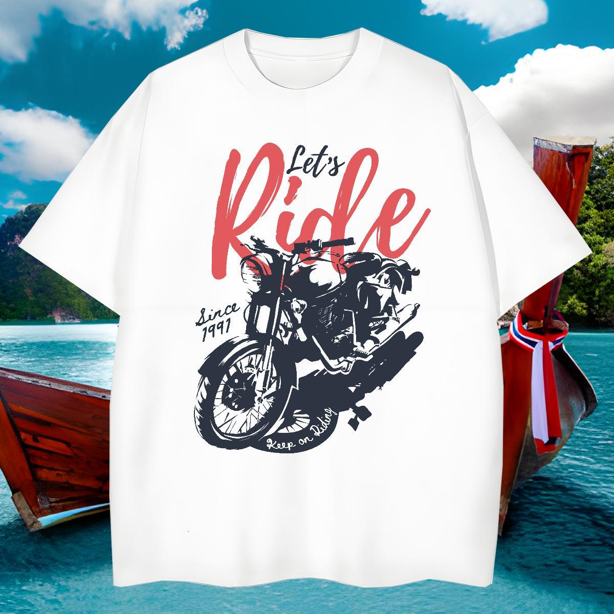 Brand T Shirts Men 100% Cotton 230g Motorcycle Summer Casual Custom Printing Breathable Short Sleeve Men Tshirts Designer Tee Shirt