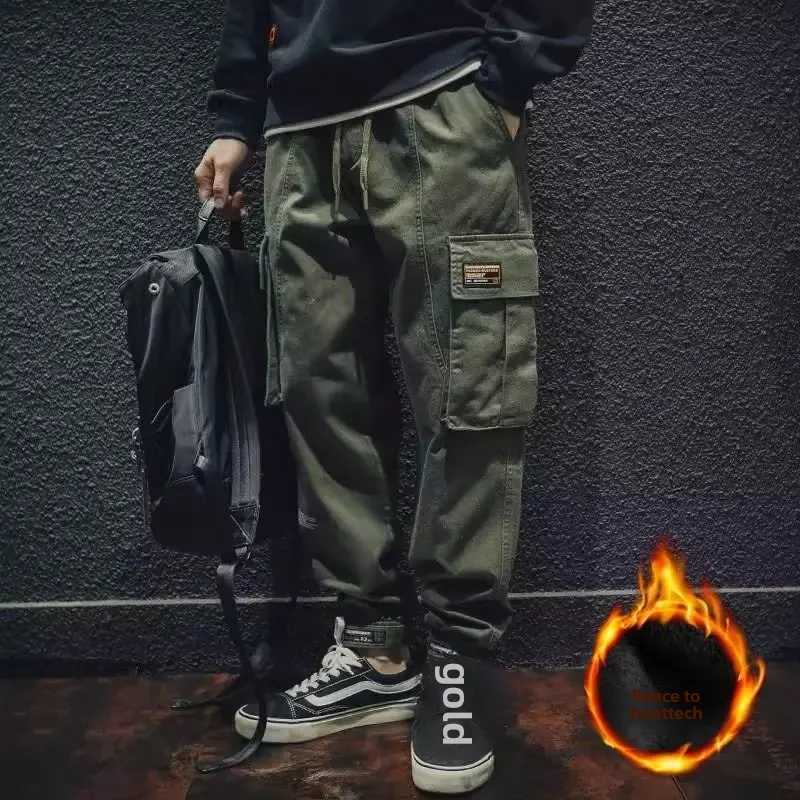 2023 Mens Winter Wool Lined Cargo Pants Casual Fashion Mens Extra Mens Pants W241009