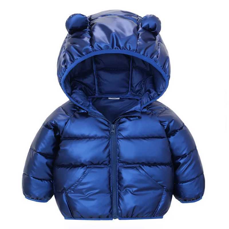 Down Coat Autumn and winter baby girl boy jacket cute ears hooded children windproof apron long sleeved clothing for children 2 to 6 years H241010