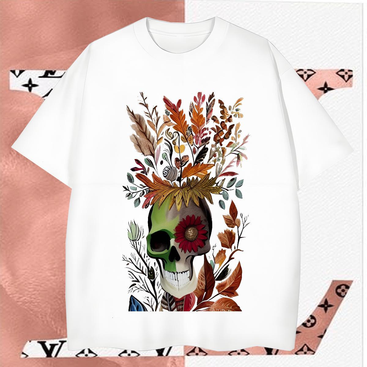 Loose Fit T-Shirts 100% Cotton 230g skull Spring Summer Custom Printing Breathable Men Clothes T-Shirt Stylist Tees Shirts