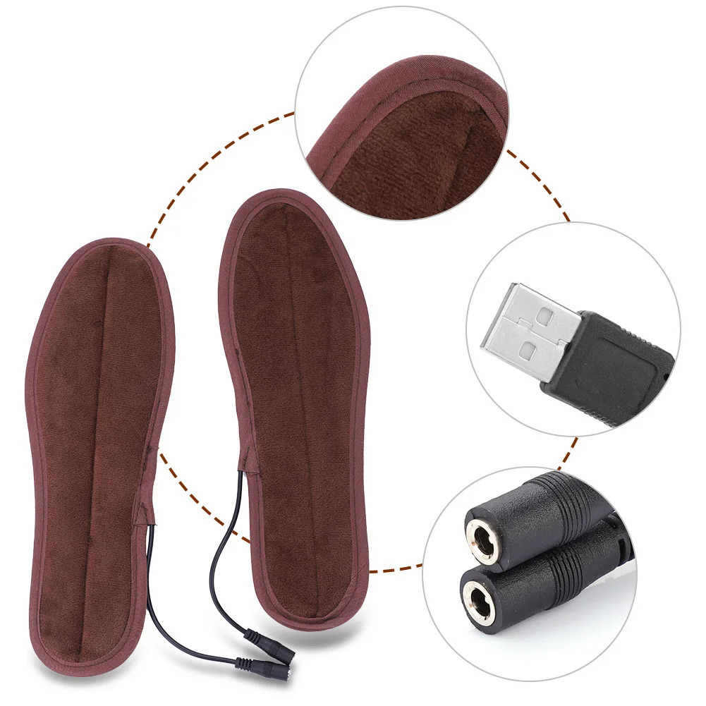 USB Heating Insoles Feet Warmer Sock Pad Soft Lint Electric Heated Shoe Insoles Winter Outdoor Sports Feet Warming Insoles 241010