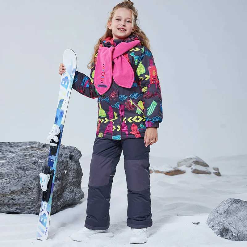 Down Coat NEW winter Children clothing set ski jacket boy girl s skiing snowsuit Waterproof outdoor sports clothes parka + Scarf H241010