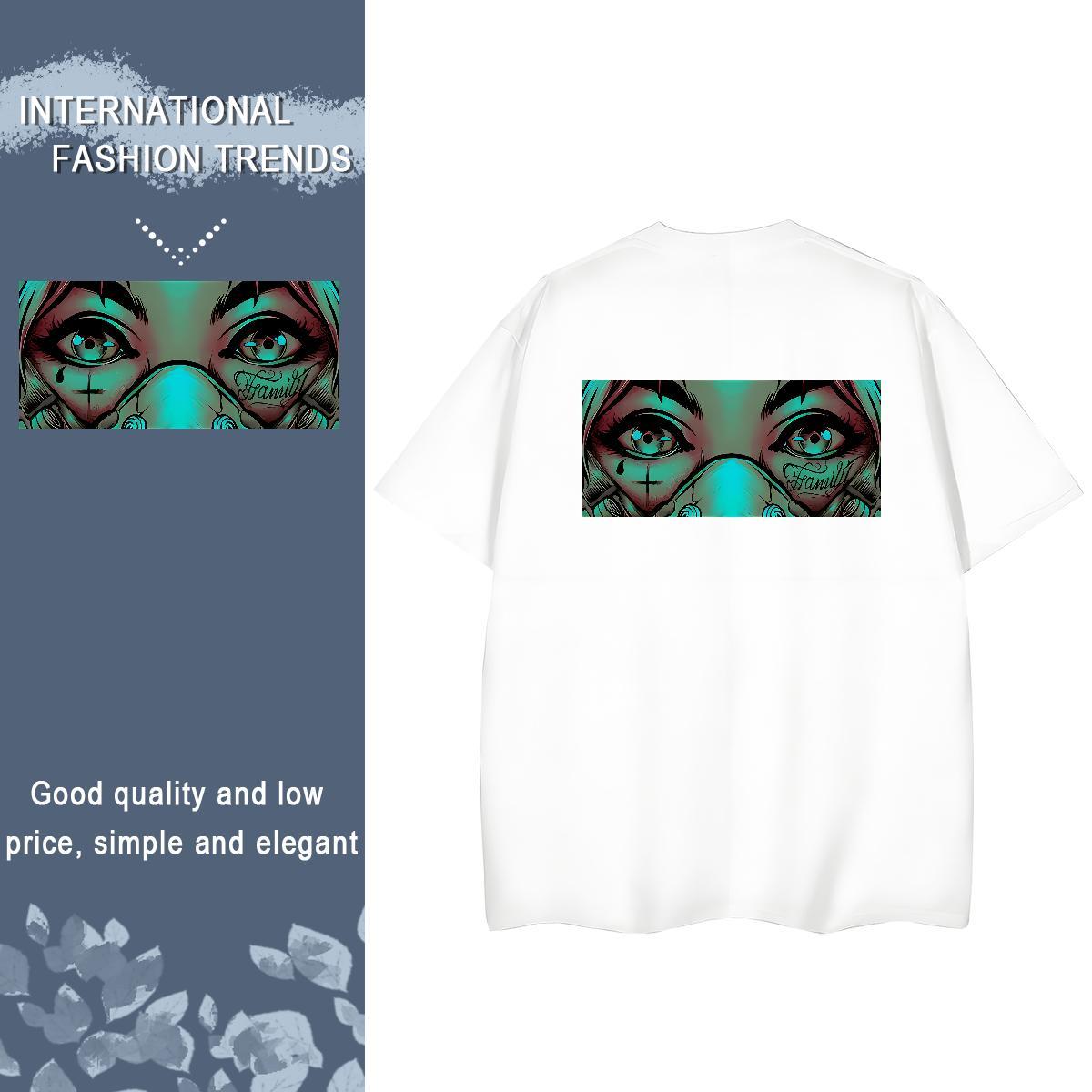 New Arrival Women T Shirts 230g Cotton Crew Neck Breathable Casual Daily Wear eyes Womens Tshirts Unisex Plus Size Custom Tee Shirt