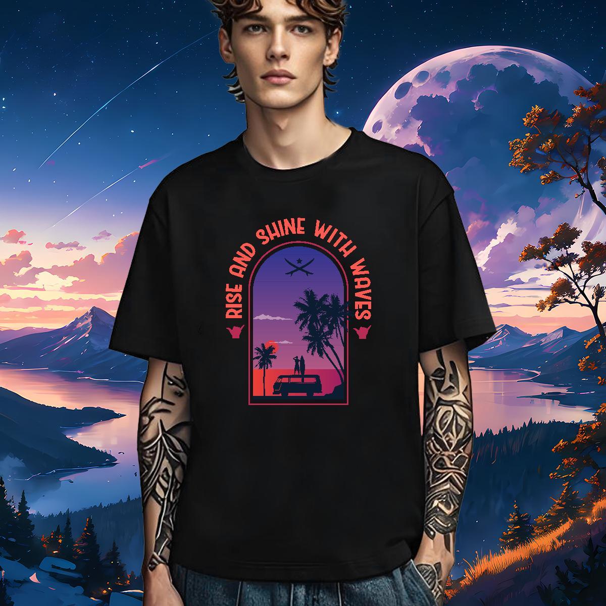 Comfortable Mens T Shirts 100% Cotton 230g beach Casual Daily Wear Plus Size Cartoon Breathable Short Sleeve Tshirts New Clothes