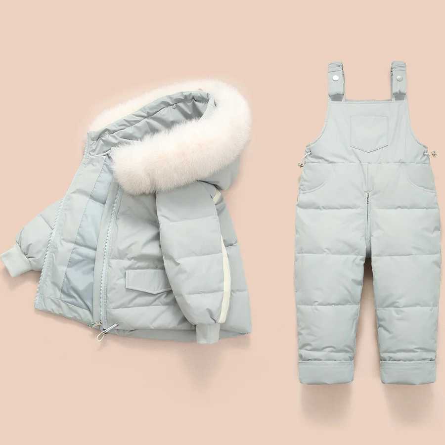 Down Coat Children Winter Down Jacket + jumpsuit 2pcs s Toddler Girl Boy Clothes coat pants Suit Warm parka Baby Overalls Clothing Sets H241010