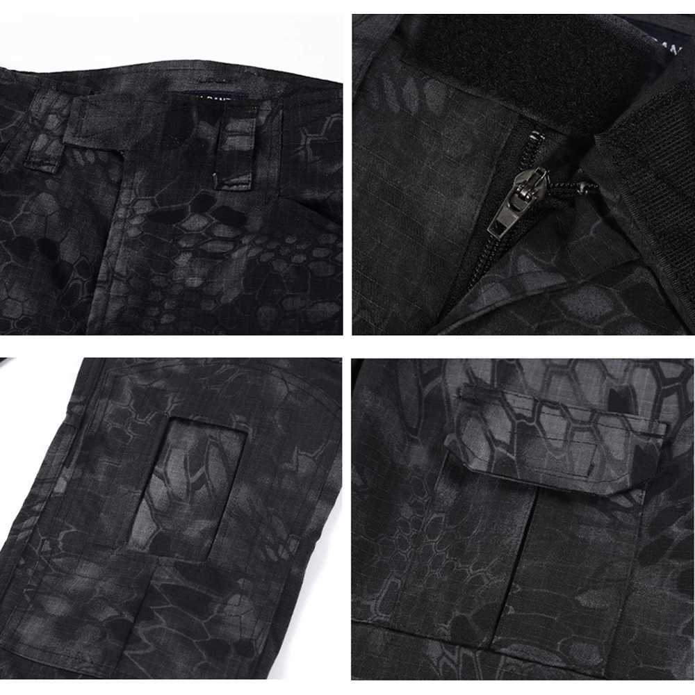 Tactical camouflage pants outdoor hunting training set combat pants tear resistant cargo pants mens work clothes hiking troops W241009