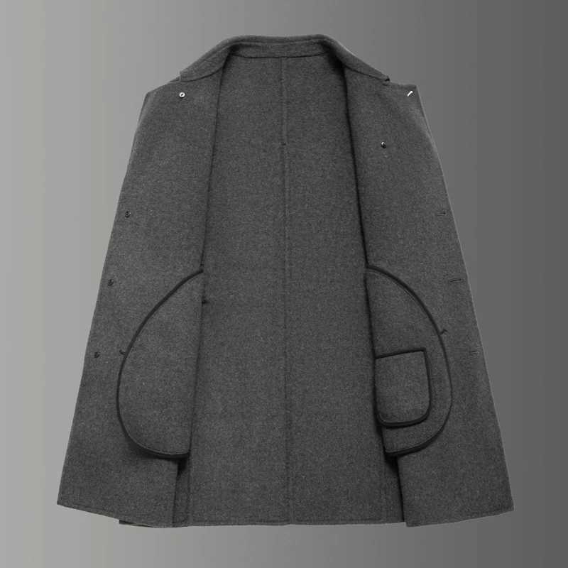 2024 Autumn/Winter New Mens Solid Color Double sided Fleece Coat 70% Wool High Quality Business Leisure Warm Coat LX241010