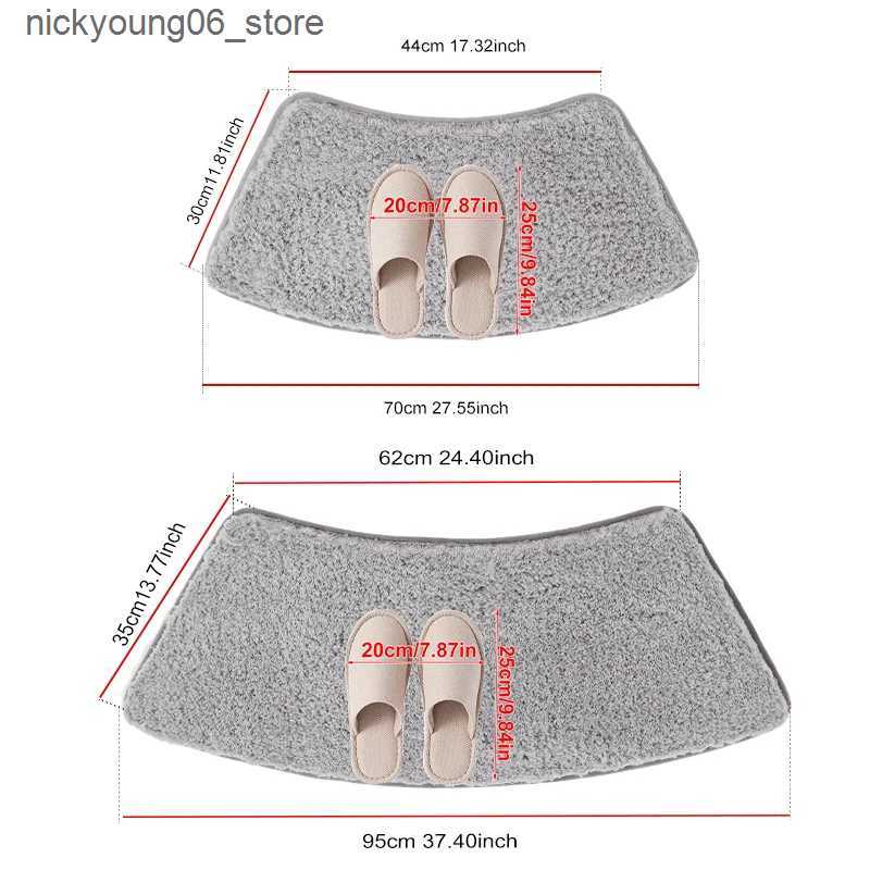 Non-Slip Bath Mats Curved Bathroom Mat Toilet Mat Soft and Comfortable Non-slip Fluffy Floor Mats Absorbent Quick Dry Curved Bath Mat Bathroom Rug L24