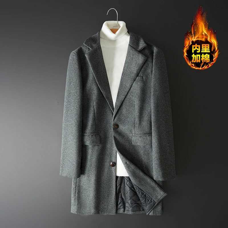 Autumn and winter mens new Korean version slim-fit mid-length woolen coat tide LX241010
