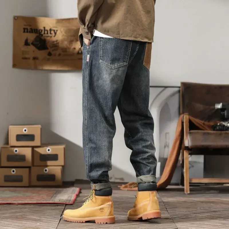 Trousers Japanese Street Style Jeans for Men Harem Male Cowboy Pants Cropped Y2k Vintage Wide Leg Spring Autumn Y 2k Original XsX241009