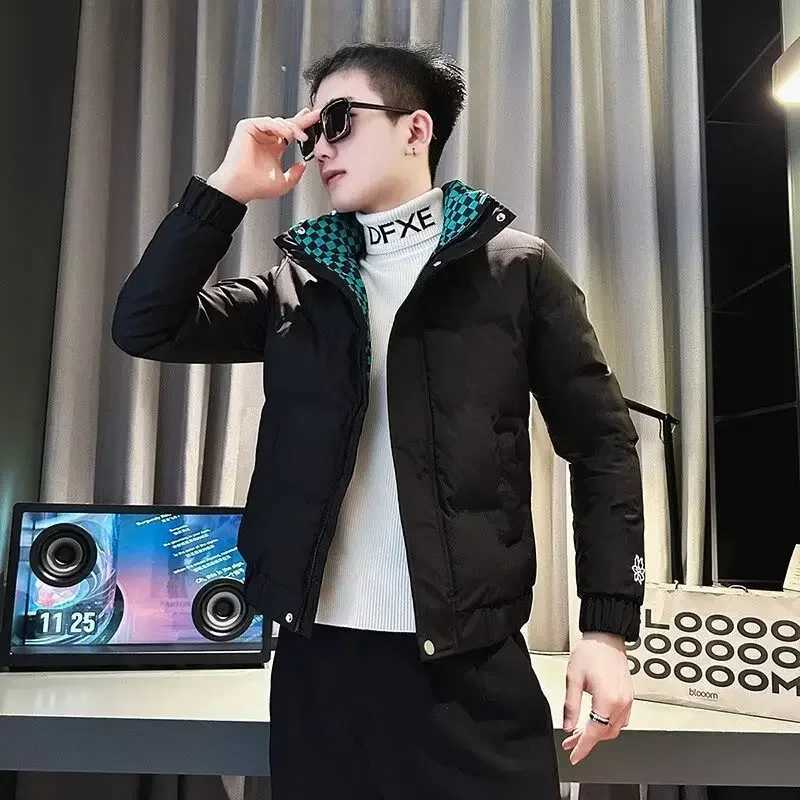 Men's Down Parkas Winter Fashion Trendy Mens Short Down Coat Thickened Warm Stand Collar Casual Duck Down Jacket Y2410092G5Z