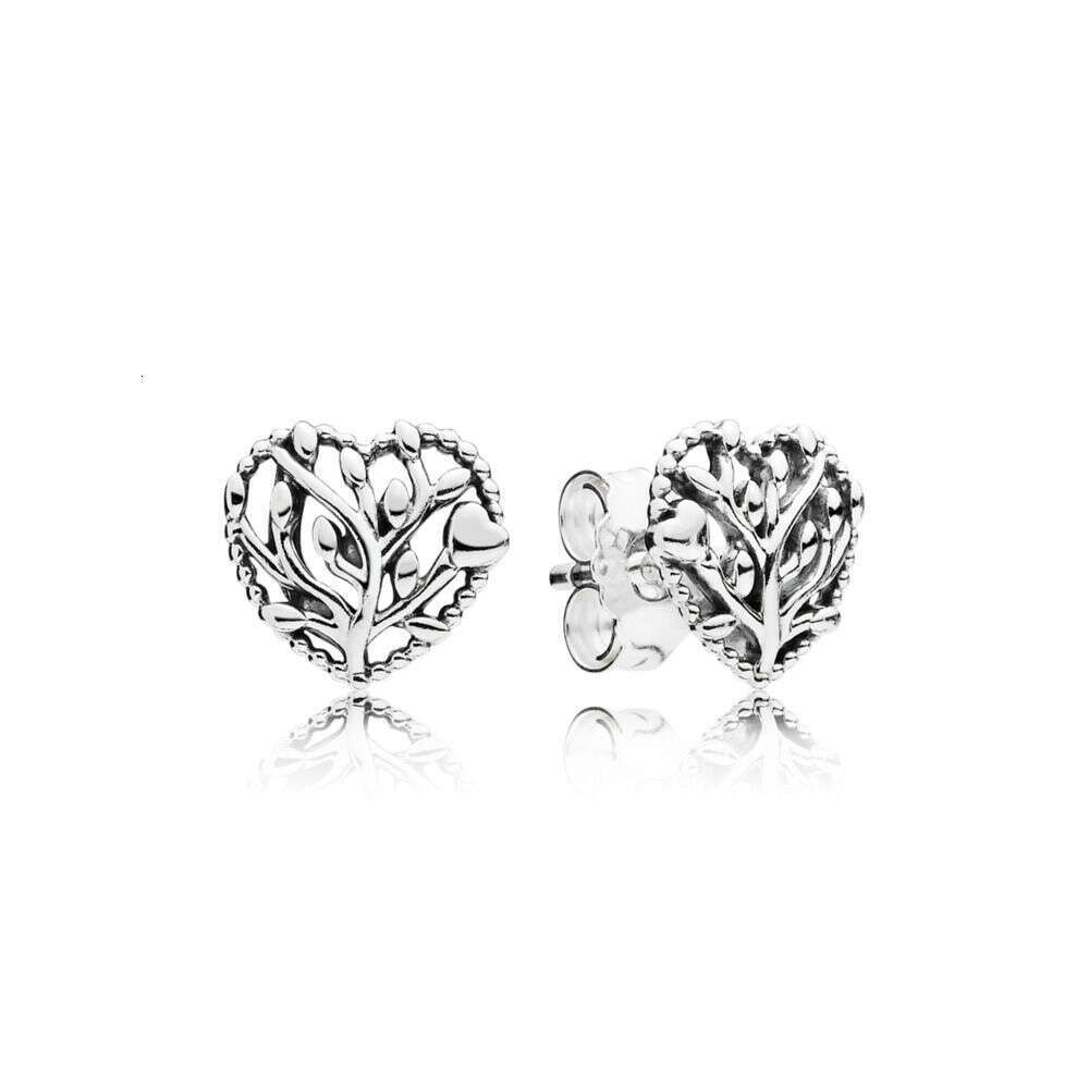 925 Sterling Silver Stud Earrings Bee Herbarium Cluster Heart Family Hoop Earring For Women Making Wedding Party Jewelry Gift