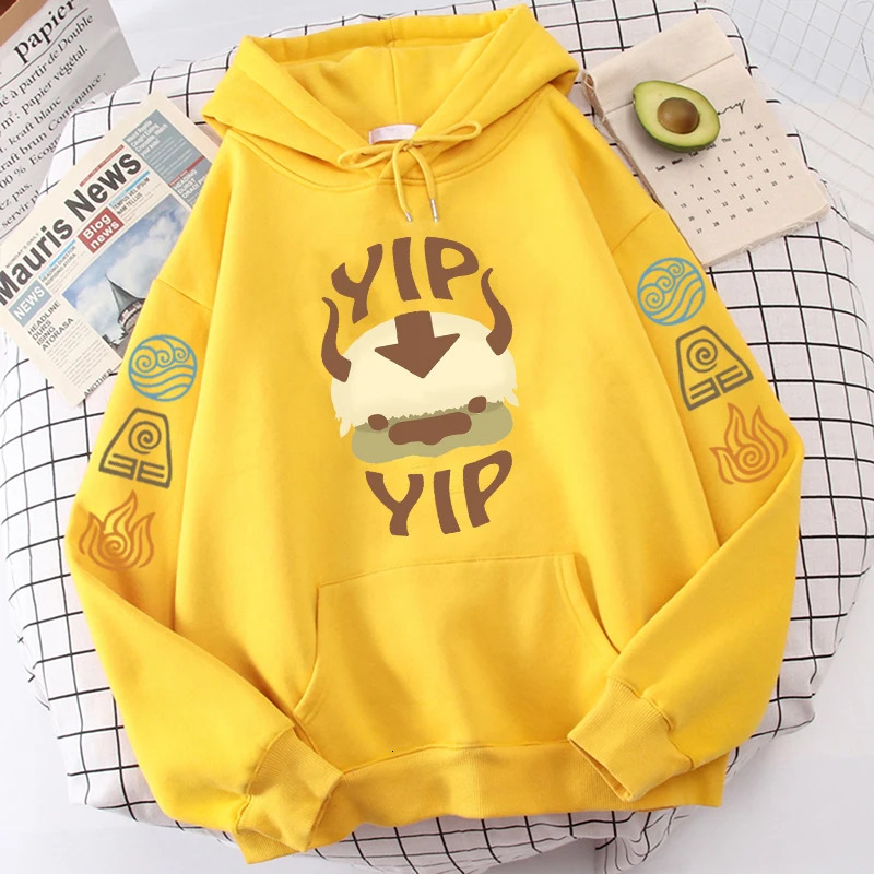 Avatar The Last Airy Hoodie Mens Appa YIP Letter Printed Long Sleeve SpringSummer Black Anime Top Loose 241010