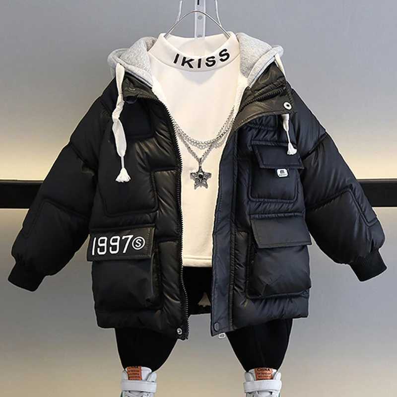 Down Coat Youth Winter Boys Down Jacket Keep Warm Fashion Baby Coat Hooded Zipper Boys Coat 4-14 Birthday Gift H241010