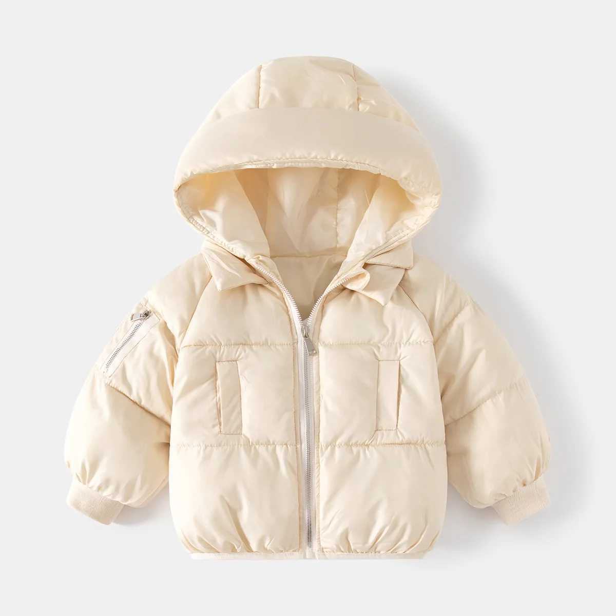 Down Coat Boys Fashion Solid Color Thick Zipper Hooded Parkas Jacket Winter Casual Quilted Warm Coat Fashion Top Suitable for 2-7 Years Old H241010