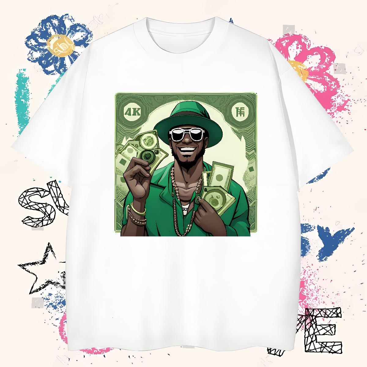 High Quality T Shirts Men 230g 100% Cotton money Street Casual Customized Print Round Neck Short Sleeve Tshirts 2024 Designer Polos