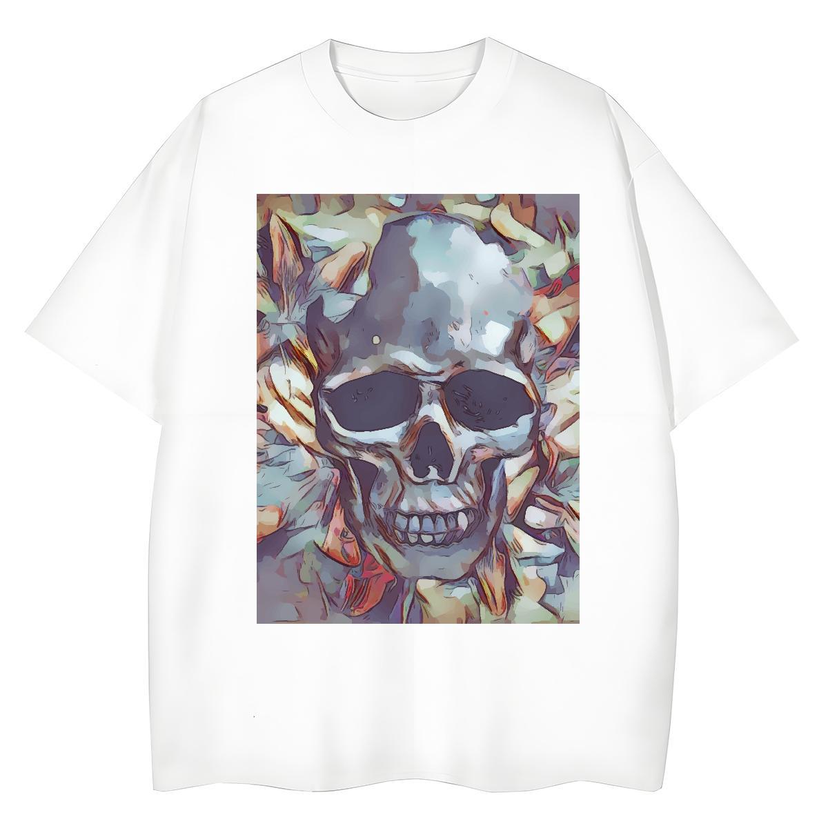 2024 DIY T shirt 230g Pure Cotton Short Sleeve O-Neck Outdoor skull Woman Tshirt Comfortable Customized Print Tees Shirts