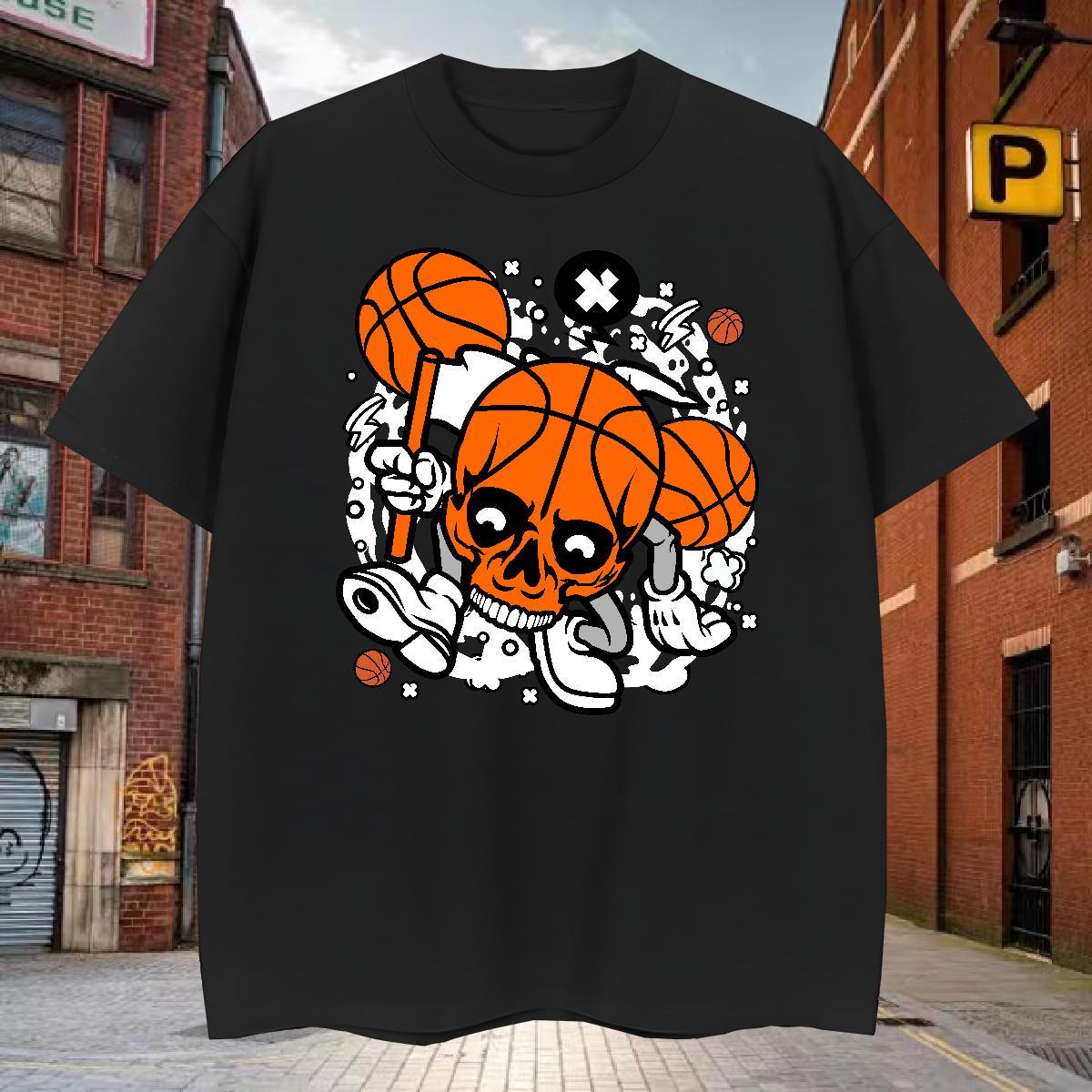 Loose Man T Shirts 230g Pure Cotton ET Hip Hop Skull Breathable Short Sleeve Men Tees Fashion Designer Tops Shirt