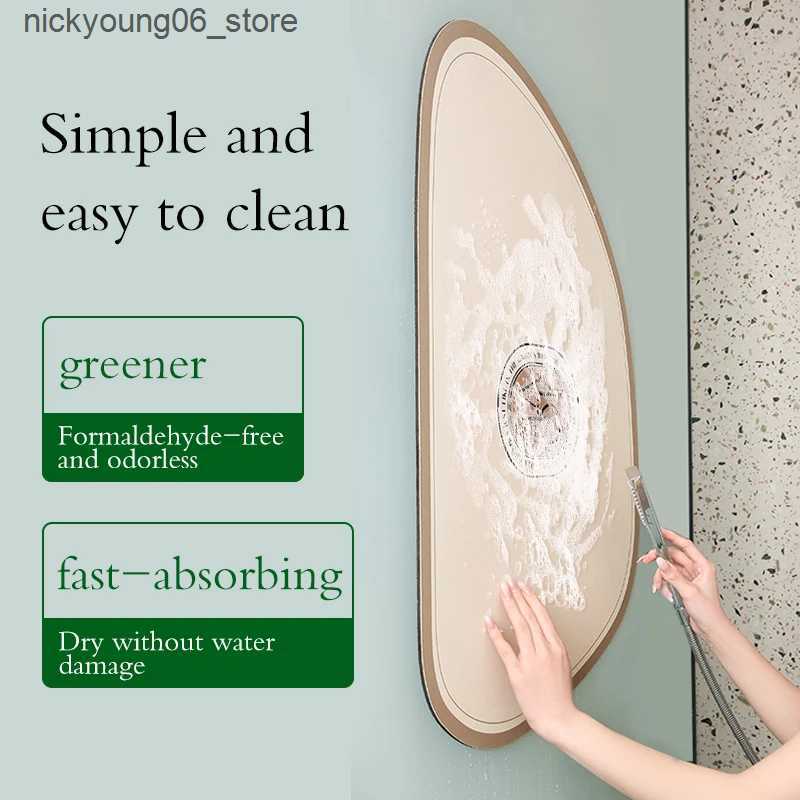 Non-Slip Bath Mats U Shape Pink Diotomite Floor Bath Mat Absorbent Bathroom Carpet Anti-Slip Foot Mats Quick Dry Shower Toilet Rug Doormat Washable L2