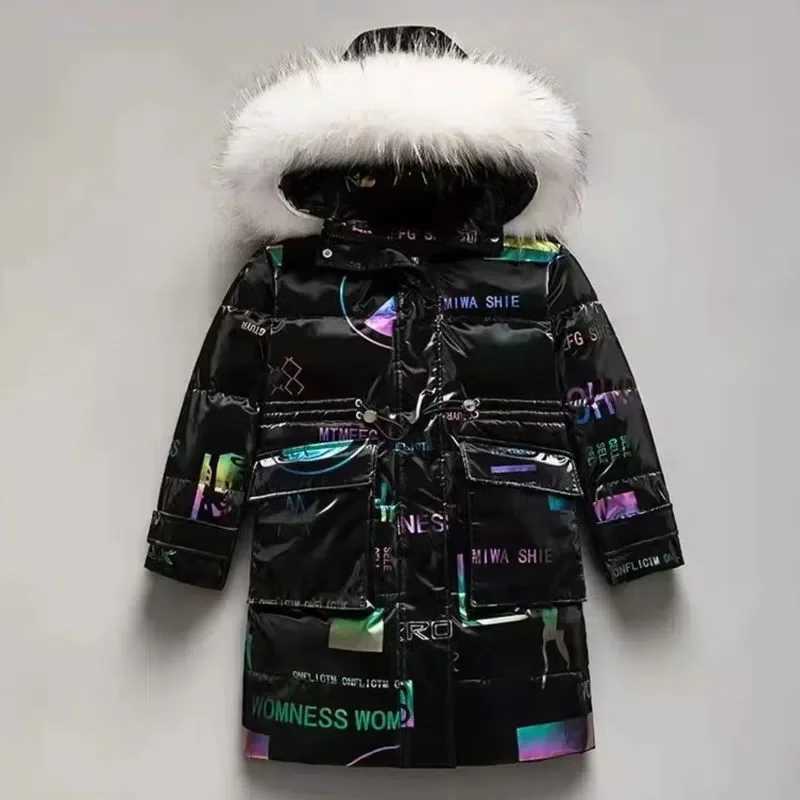 Down Coat 2024 Winter Down Jacket For Girls Coat Waterproof Shiny Hooded Children Outerwear Clothing 5-14 Year Teenage s Parka Snowsuit H241010