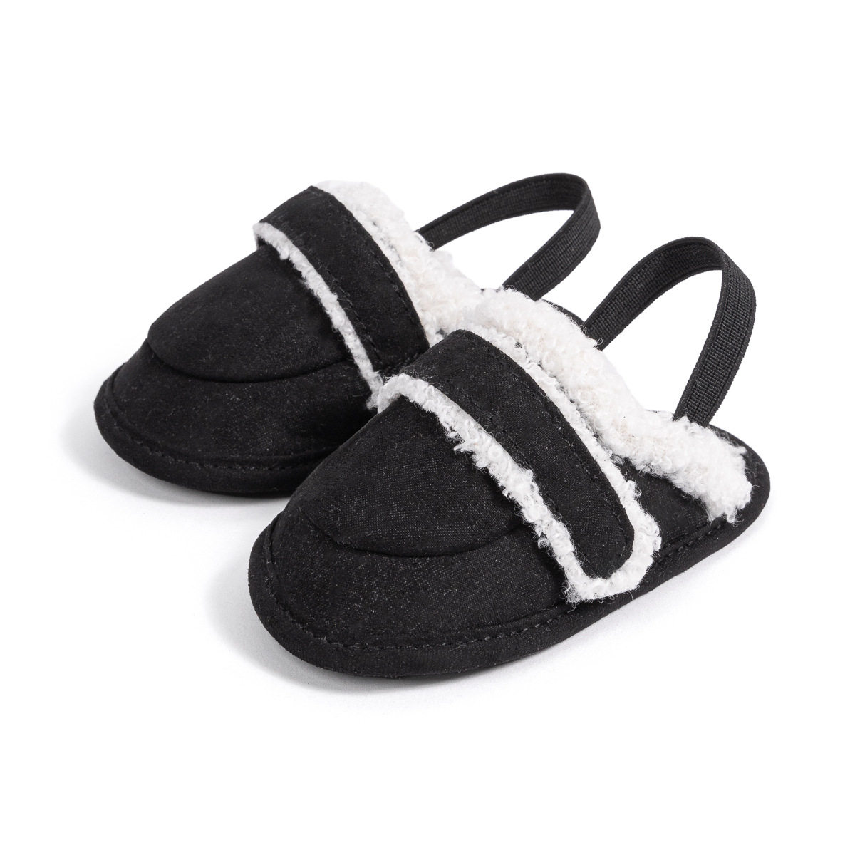 Fluffy Baby Slides Slippers Soft Plush Warm Hoop and Loop Elastic Band House Shoes for Toddlers Infant Winter House Home Indoor cutefeet Slipper Shoes