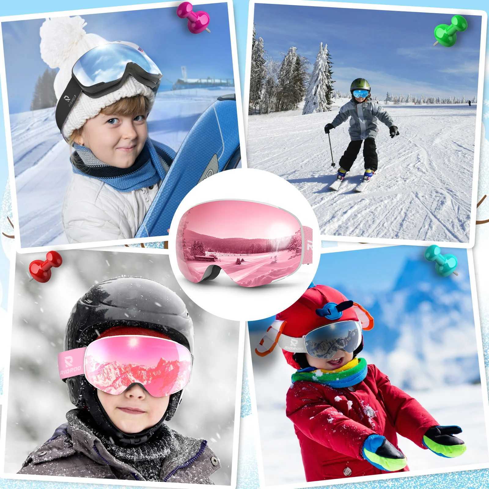 Childrens skiing glasses OTG glasses anti fog 100% UV protection suitable for helmets for boys girls children and teenagers CL241010