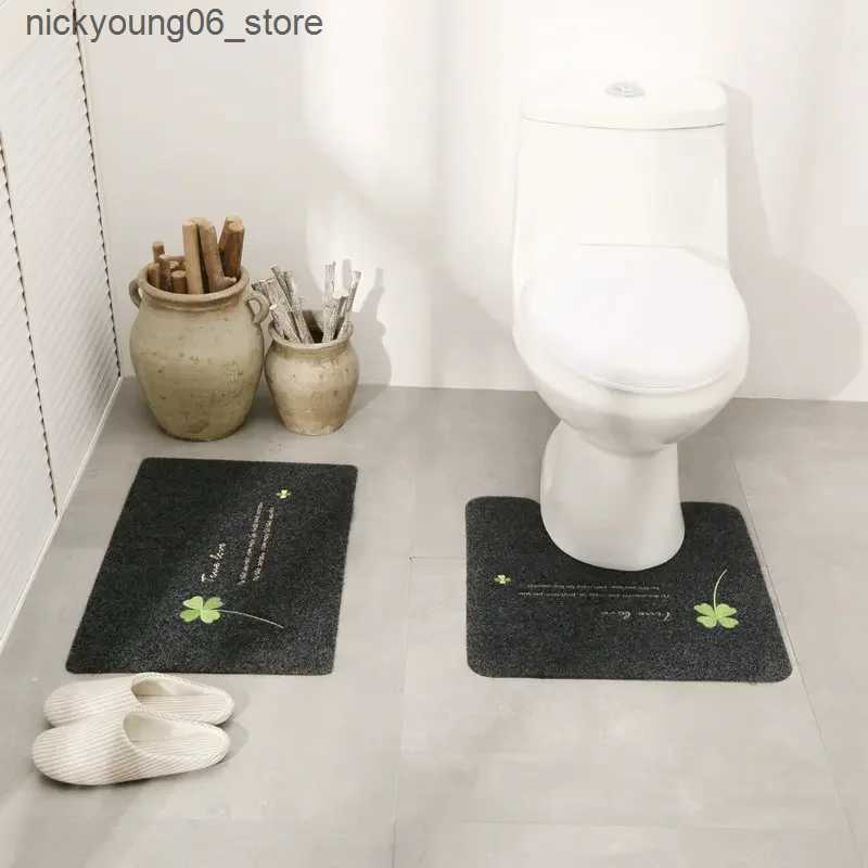 Non-Slip Bath Mats Anti-slip U Shaped Toilet Rugs Foot Pad 50*50cm Bathroom Bath Mat Washable Toilet Carpet WC Mat Shower Room Floor Rug Mat 1pc L2409