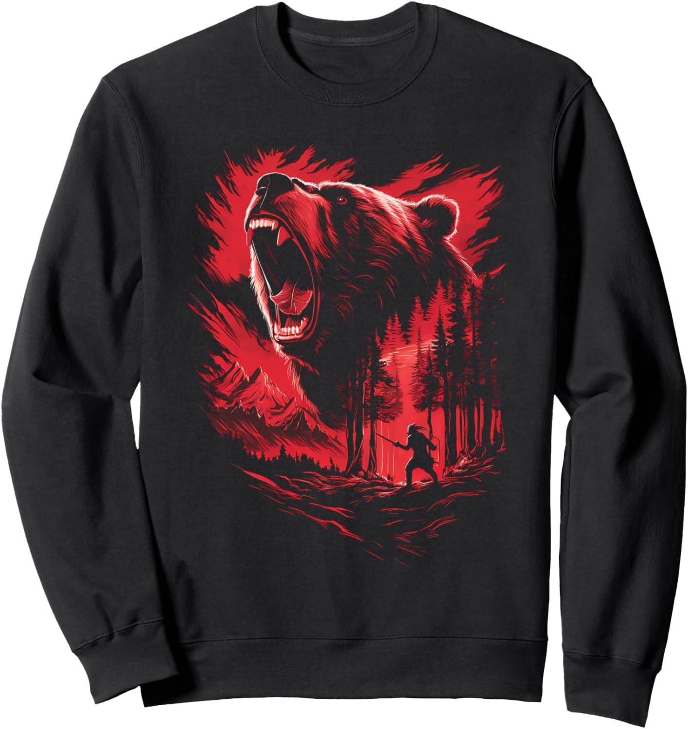 Long Sleeve Shirts for Men sweatshirt Bear Hunting Grizzly Bear Hunter Woodsman Design Holiday Tee Sweatshirt Tee Streetwear Casual tops clothes