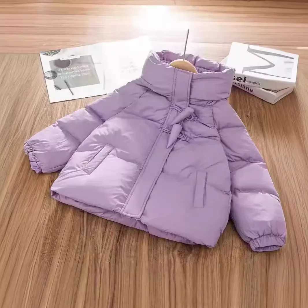 Down Coat Girls Winter Clothing 2024 New Childrens Thick Cotton Lined Winter Clothing Girls Hooded Cotton Lined Jacket H241010