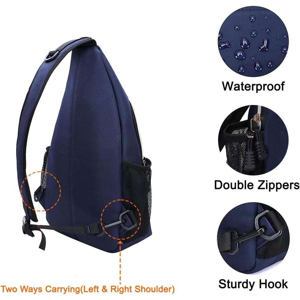 MOSISO Sg Backpack, Multipurpose Crossbody Shoulder Bag Travel Hiking Daypack, Navy Blue, Medium
