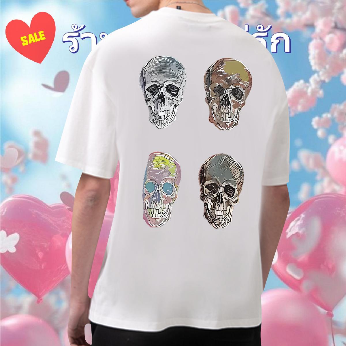 Comfortable T-Shirts for Men 100% Cotton 230g skull High Street Hip Hop Asian Size O-Neck Short Sleeve Men Tshirts Classic Clothes