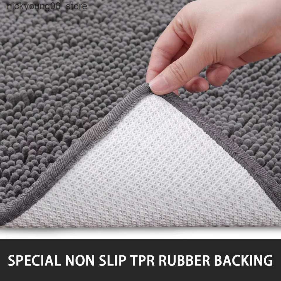 Non-Slip Bath Mats NOAHAS Non Slip Bathroom Rug Shaggy Bath Mat Washable Rugs Bathroom Shower Soft Plush Chenille Absorbent Carpets Mats L240910