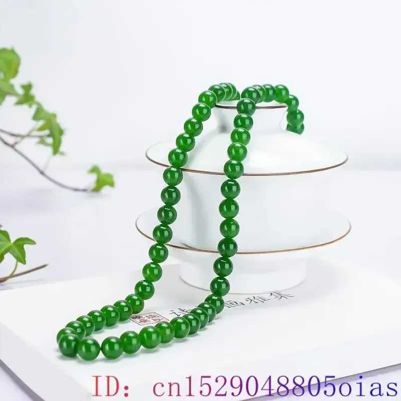 Green Real Jade Beads Necklace Chalcedony Stone Natural Jewelry Gift Beaded Designer Vintage Amulet GemstoneX241010