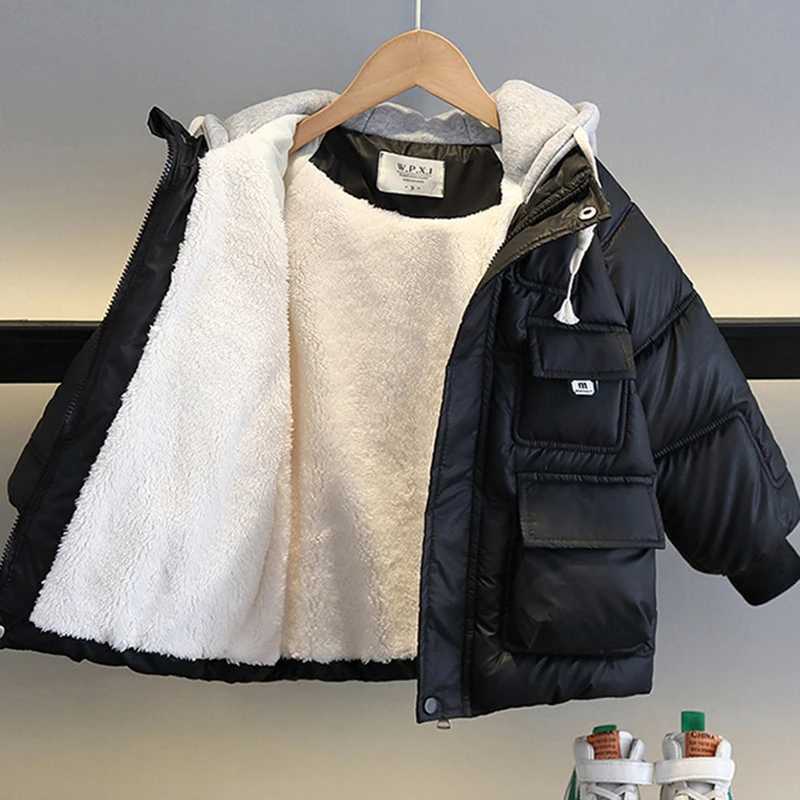 Down Coat Youth Winter Boys Down Jacket Keep Warm Fashion Baby Coat Hooded Zipper Boys Coat 4-14 Birthday Gift H241010